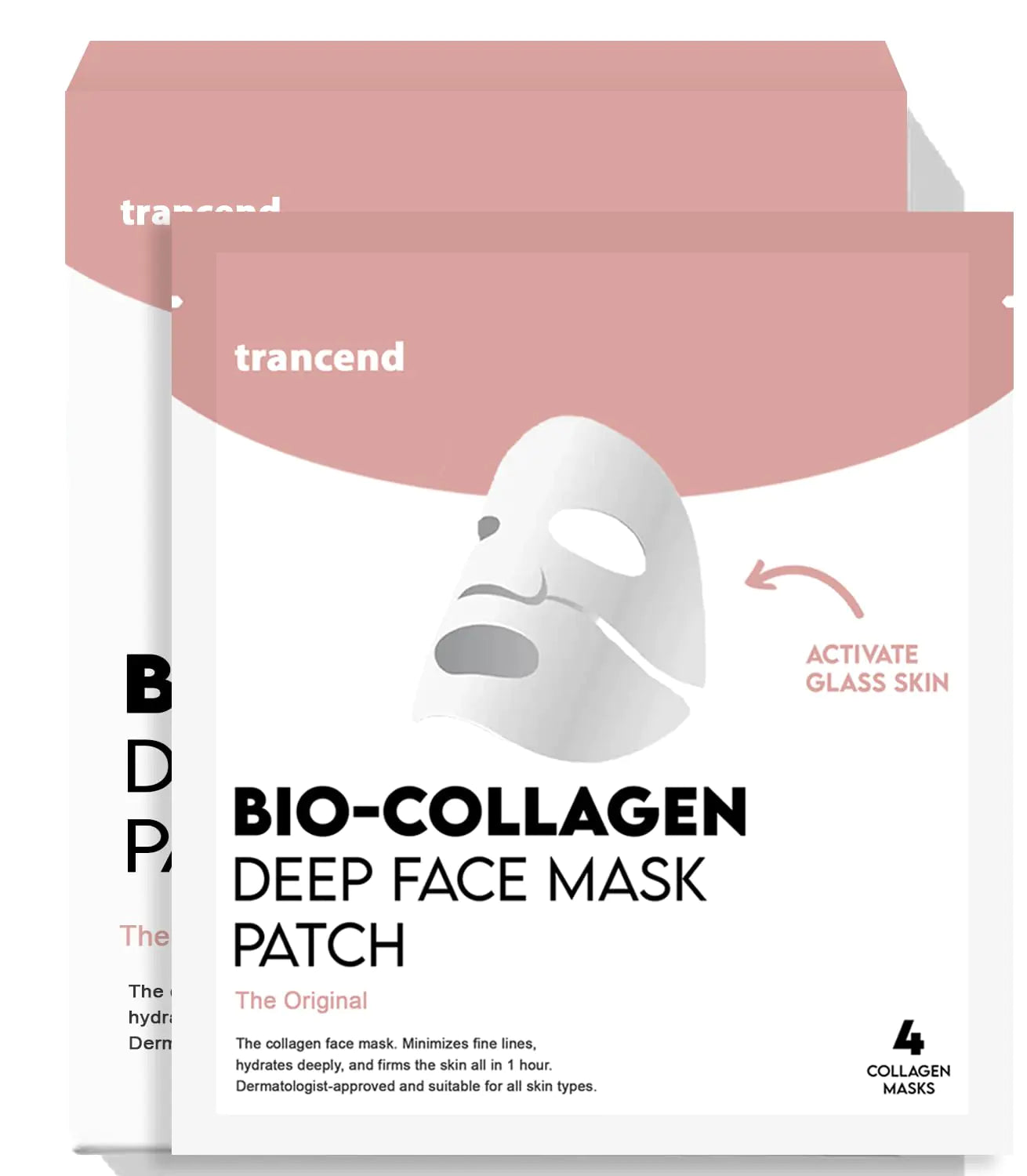 Trancend™ Original Real Deep Collagen Face Mask for Korean Skin Care Hydrating Face Masks Skincare Bio-Collagen Hydrogel Sheet Mask Overnight Pore Minimizing & Elasticity Improvement 39G (4 Count)