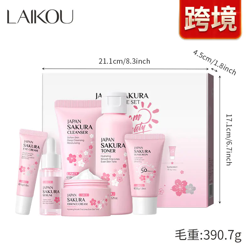 LAIKOU Cherry Blossom Skincare Set with Cleanser & Cream