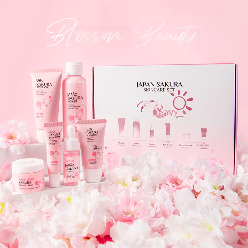 LAIKOU Cherry Blossom Skincare Set with Cleanser & Cream