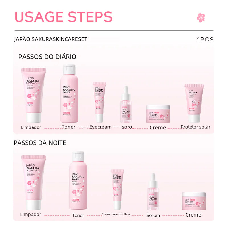 LAIKOU Cherry Blossom Skincare Set with Cleanser & Cream