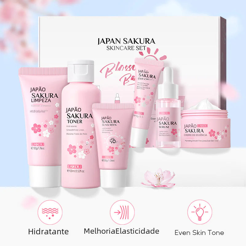 LAIKOU Cherry Blossom Skincare Set with Cleanser & Cream